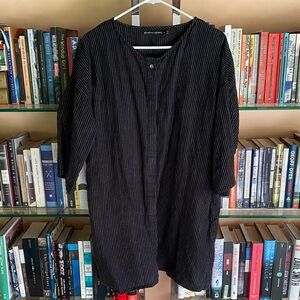 Black Striped linen workshirt
